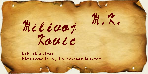 Milivoj Ković vizit kartica